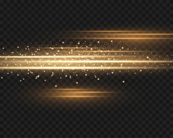 Snygg Gyllene Ljuseffekt Abstrakta Laserstrålar Ljus Kaotiska Neonstrålar Ljus Gyllene — Stock vektor