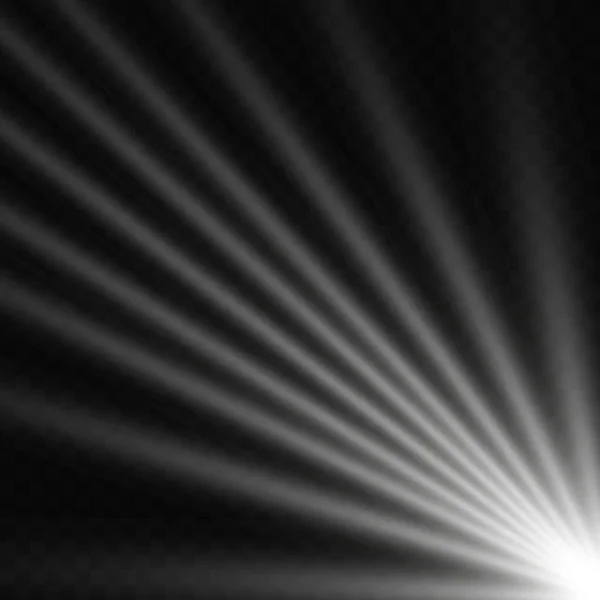 Ηλιακές Ακτίνες Φωτός Μαύρο Φόντο Για Σχεδιασμό Επικάλυψης — Διανυσματικό Αρχείο