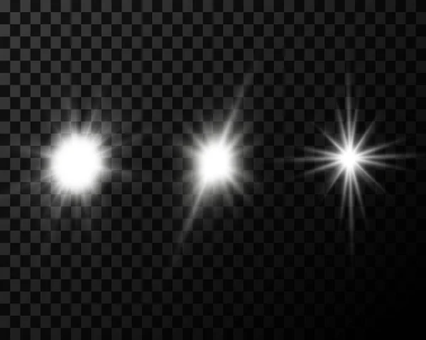 Effets Lentilles Lampe Flash Fusée Éclairante Tache Lumière Blanche Scintille — Image vectorielle