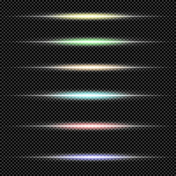 Eblouissement Réglé Des Éclairs Rayons Lumineux Lueur Brillance Effet Scintillant — Image vectorielle