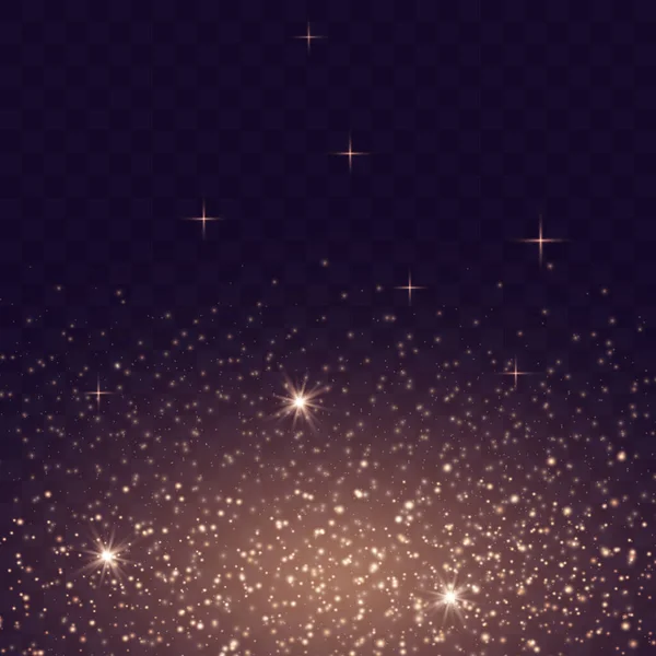圣诞节抽象的模式 黄色的火花和星星闪耀着特殊的光效果 闪闪发光的神奇尘埃颗粒 发光透明矢量 — 图库矢量图片