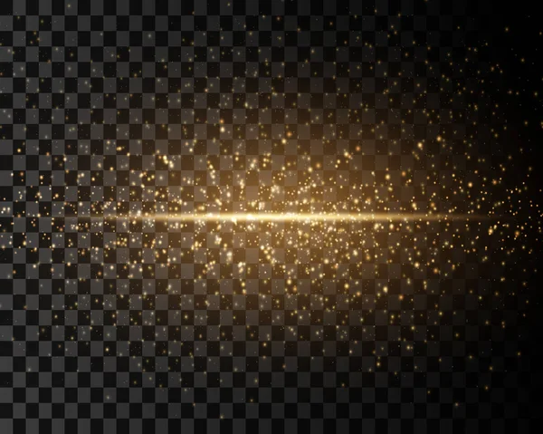 Linha Luz Dourada Brilho Mágico Partículas Luz Faíscas Linha Brilhante — Vetor de Stock