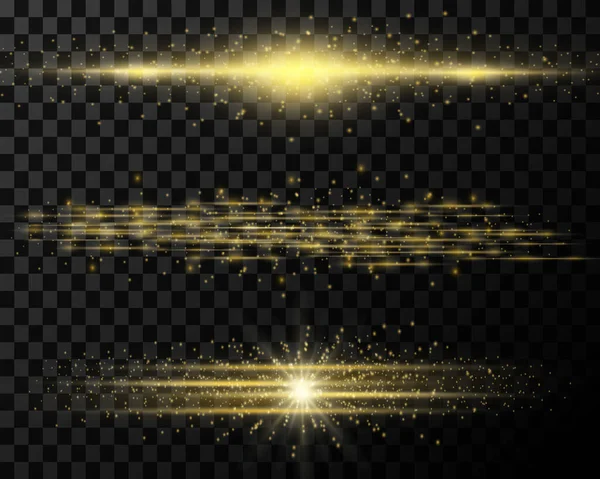 Світла Лінія Іскрами Чорному Тлі Світлий Ефект Золотий Колір Векторні — стоковий вектор