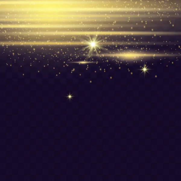 Рождественская Абстракция Желтые Искры Звезды Блестят Специальным Светом Искрометные Частицы — стоковый вектор