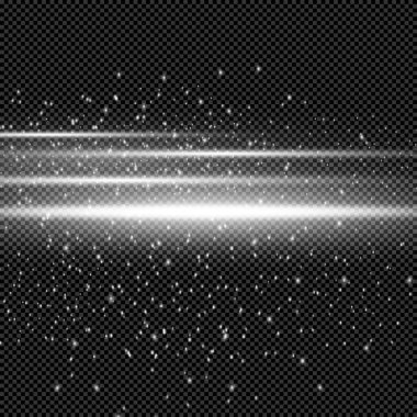 İşaret fişeği ve tozlu çizgi şeffaf arka planda izole edilmiş. Altında toz ve röfle parlayan gümüş bir çizgi. Parlak vektör ışık efekti.