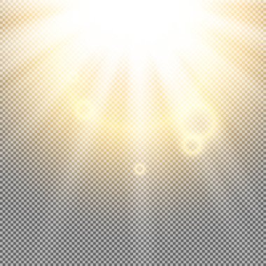Vektör şeffaf güneş ışığı özel lens flare ışığı efekti. Güneş flash