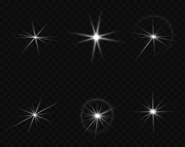 Lumière Blanche Éclate Sur Fond Transparent Avec Ray Soleil Brillant — Image vectorielle