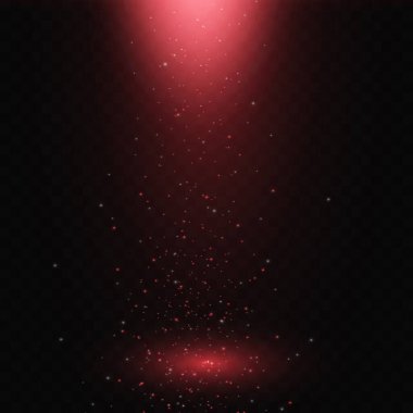 Sincap ve parlayan tozla kırmızı spot ışığı, şeffaf bir arka planda şenlik arka planı