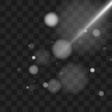 Güneşin parlak ışığı. Şeffaf güneş ışığı. Özel lens ışık efekti. 