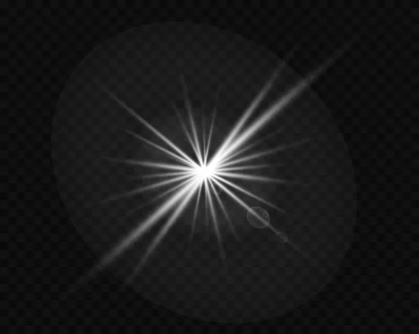 Солнечные Лучи Отражением Звезды Блеск Пыль Прозрачном Фоне — стоковый вектор