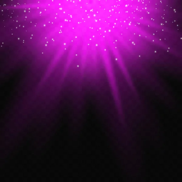 Сияющая Яркая Звезда Звезда Вспыхнула Сиянием Блеск Пыль Фиолетового Света — стоковый вектор