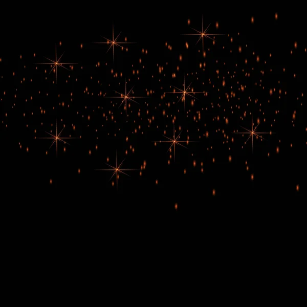 Set Aus Goldglühenden Lichteffekten Isoliert Auf Dunklem Hintergrund Glühlichteffekt Stern — Stockvektor