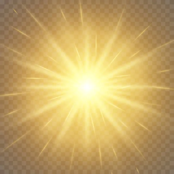 Золотая Светящаяся Звезда Вспыхнувшая Огненными Искрами Взрыв Прозрачном Фоне Яркое — стоковый вектор