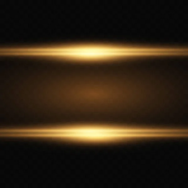 Des Reflets Horizontaux Dorés Rayons Laser Faisceaux Lumineux Horizontaux Rayures — Image vectorielle