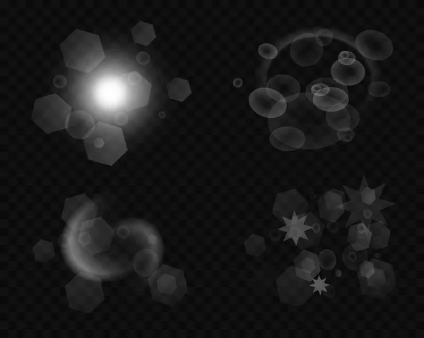 Set Aus Verschiedenen Kreisen Rauten Und Sternen Auf Transparentem Hintergrund — Stockvektor