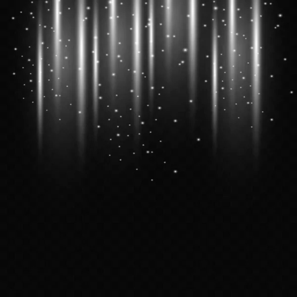 Silberne Linien Strahlen Blendung Mit Sternenblitzen Auf Transparentem Hintergrund Leuchtende — Stockvektor