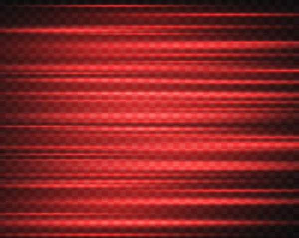 Rote Linien Streifen Glühende Strahlen Auf Transparentem Hintergrund Neon Horizontale — Stockvektor