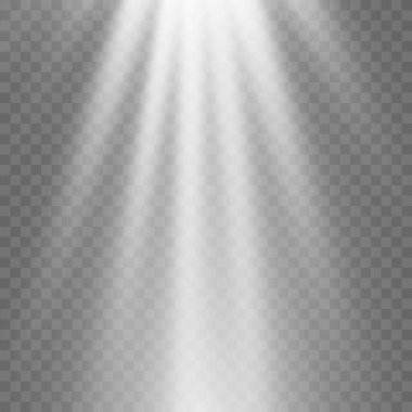 Güneş ışığı özel bir ışık efekti oluşturur. Yansımalı güneş ışınları, şeffaf arkaplanda parlak ışık