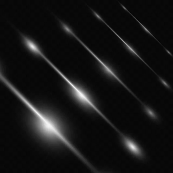 Set Silver Lines Rays Glowing Effects Transparent Background Neon Glow — Stockvektor