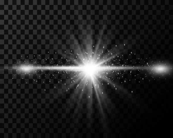 Silver Glowing Effects Glare Dust Isolated Transparent Background Glow Light — Vector de stock