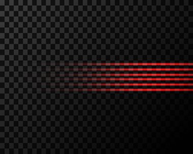 Parlak kırmızı efektler, parıltı ve toz siyah arkaplanda izole edilmiş.