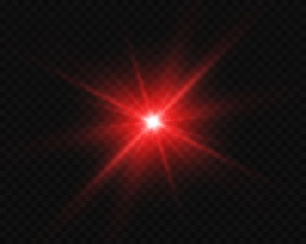 Czerwony Świecący Krąg Rozbłysku Światła Gwiazda Eksplozja Przezroczystym Tle — Wektor stockowy