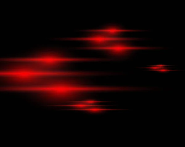 Червоні Спалахи Ліній Яскравих Променів Підсвічуванням Чорному Тлі — стоковий вектор