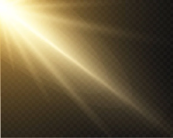 Bright Sunbeams Light Flash Light Transparent Background — стоковый вектор