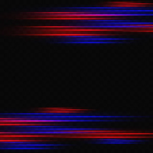 Neon Blue Red Glowing Lines Beams Isolated Transparent Background — Stock Vector
