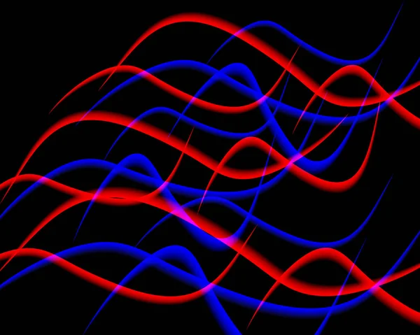 Neon Blue Red Glowing Waves Wavy Lines Black Background —  Vetores de Stock