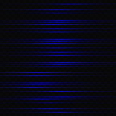 Parlak yatay mavi ışık huzmeleri, şeffaf arkaplanda neon çizgiler.