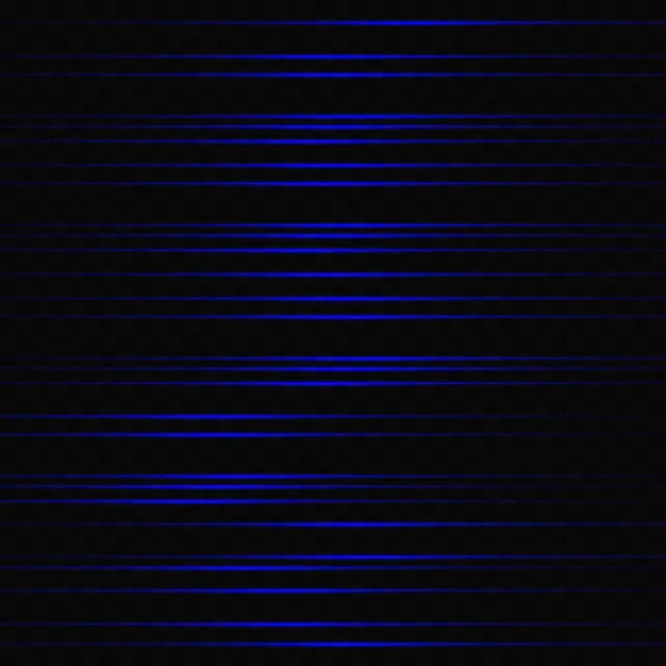 Bright Horizontal Blue Rays Light Neon Lines Transparent Background —  Vetores de Stock