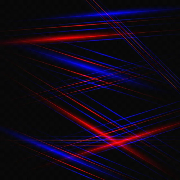 Intersection Red Blue Laser Lines Bright Flashes Transparent Background — Stock vektor