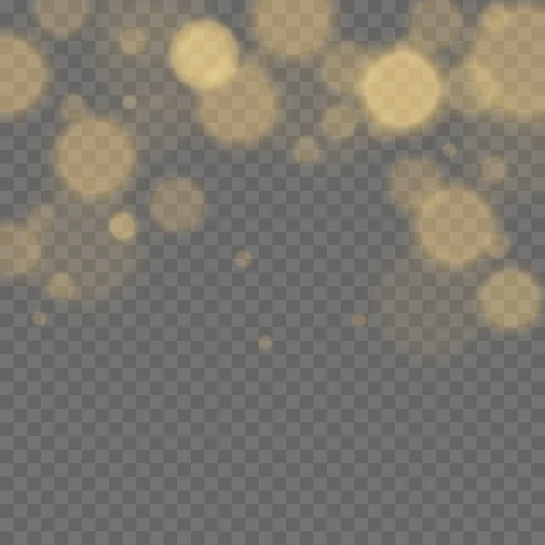 Golden Glowing Confetti Effects Glare Dust Isolated Transparent Background Glow — Stockvektor