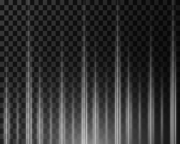 Яркие Вертикальные Неоновые Серебряные Лучи Линии Прозрачном Фоне — стоковый вектор
