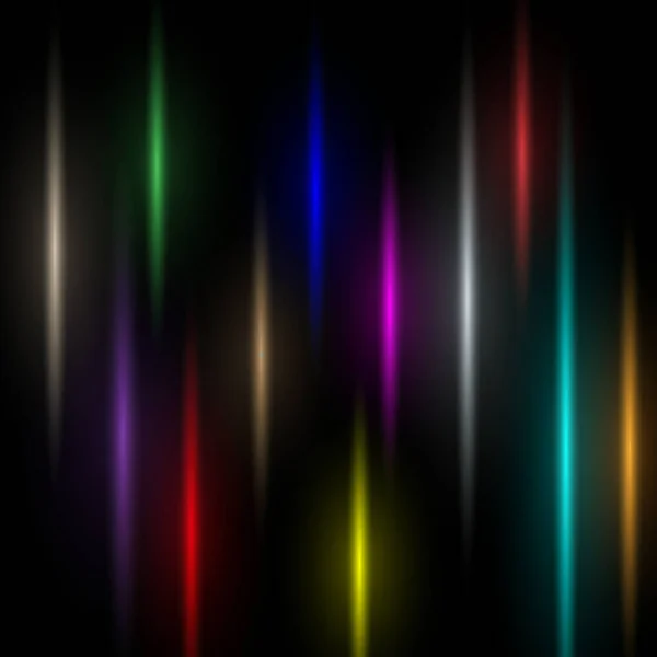 Bright Glowing Multicolored Rays Lines Black Background Vector Illustration — 스톡 벡터