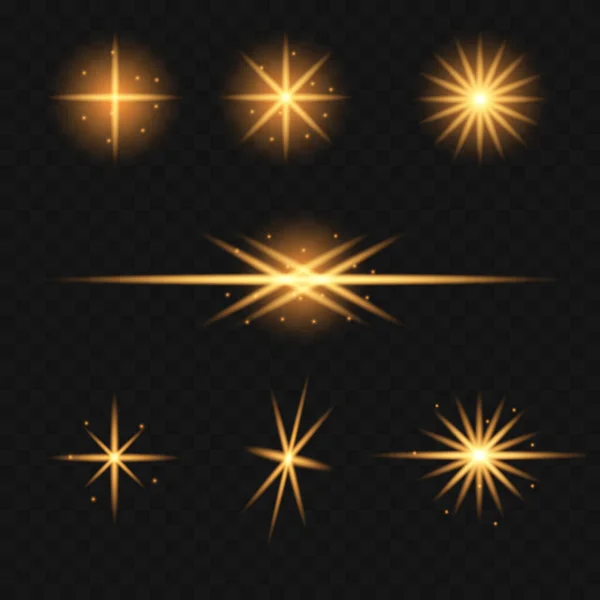분리되었습니다 발광하는 빛으로 빛나는 황금빛 글라디올러스 — 스톡 벡터