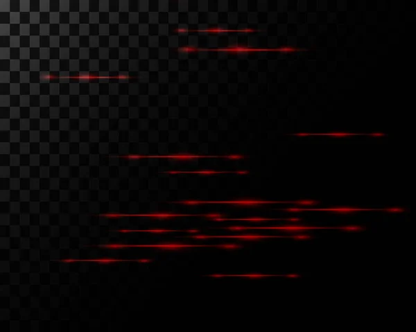 Uppsättning Röda Horisontella Strålar Linser Linjer Laserstrålar Röd Glödande Neon — Stock vektor