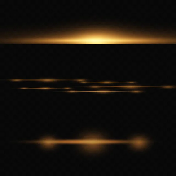 Embalagem Flares Lente Horizontal Amarela Feixes Laser Raios Luz Horizontais —  Vetores de Stock