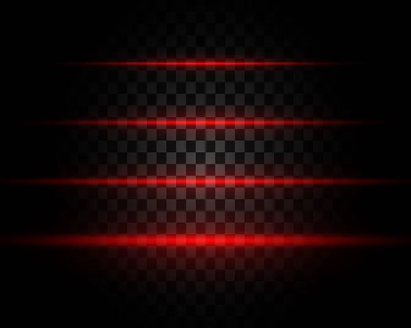 Luci Laser Rosse Luci Luminose Vettoriali Neon Laser Effetto Grafico — Vettoriale Stock