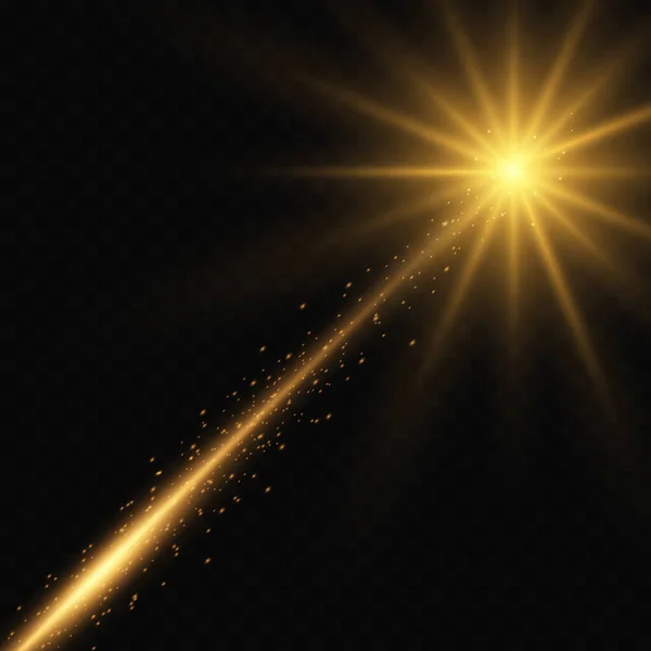 Beautiful Golden Star Vector Illustration Isolated Transparent Background Gold Dust — Stock Vector