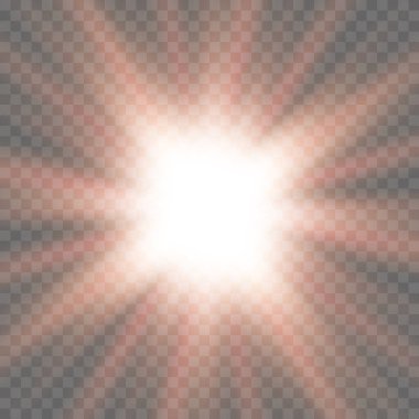 Parlak ışık efekti. Parıltılı yıldız patlaması. Vektör illüstrasyonu