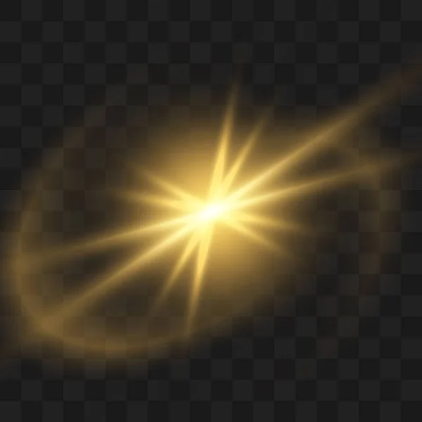 Efekt Świetlny Gwiazda Rozbłysła Słońce Przejrzystym Tle — Wektor stockowy