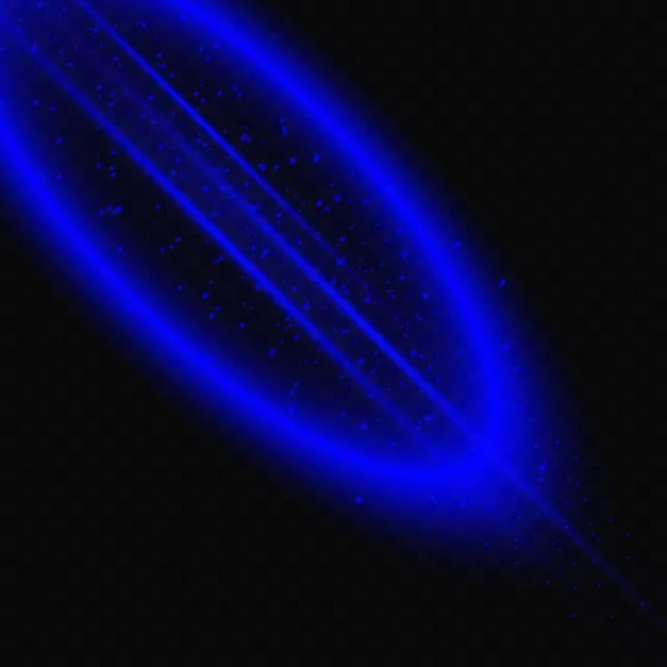 Azul Brillante Oval Con Rayos Líneas Brillo Polvo Destellos Luz — Vector de stock