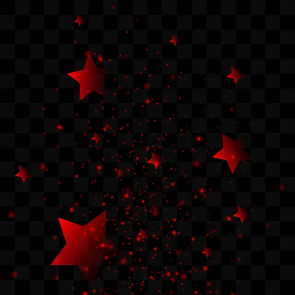 Estrellas Luz Roja Sobre Fondo Negro Transparente Diseño Bokeh Brillante — Vector de stock