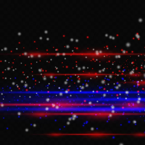 Blaue Und Rote Horizontale Akzente Laserstrahlen Horizontale Lichtstrahlen Schöne Lichtblitze — Stockvektor