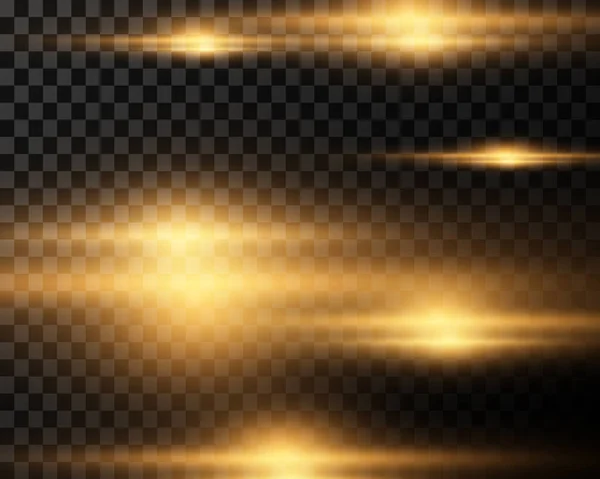 Efeito Luz Dourada Raios Laser Abstratos Luz Raios Néon Caóticos — Vetor de Stock