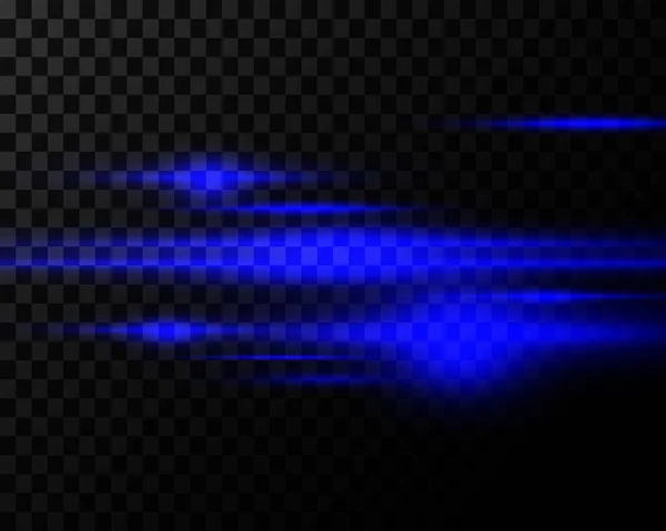 Блеск Синих Линз Лазерные Лучи Горизонтальные Лучи Света Красивые Световые — стоковый вектор