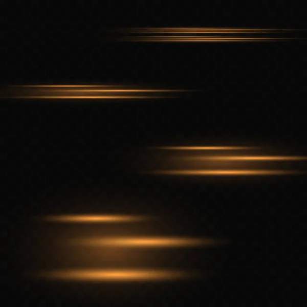 Förpackning Med Gyllene Ljusa Horisontella Höjdpunkter Transparent Bakgrund Laserstrålar Horisontella — Stock vektor