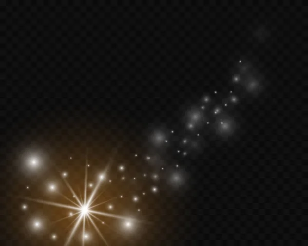 Svansen Flygande Komet Ljus Blixt Stjärna Med Glitter Och Damm — Stock vektor
